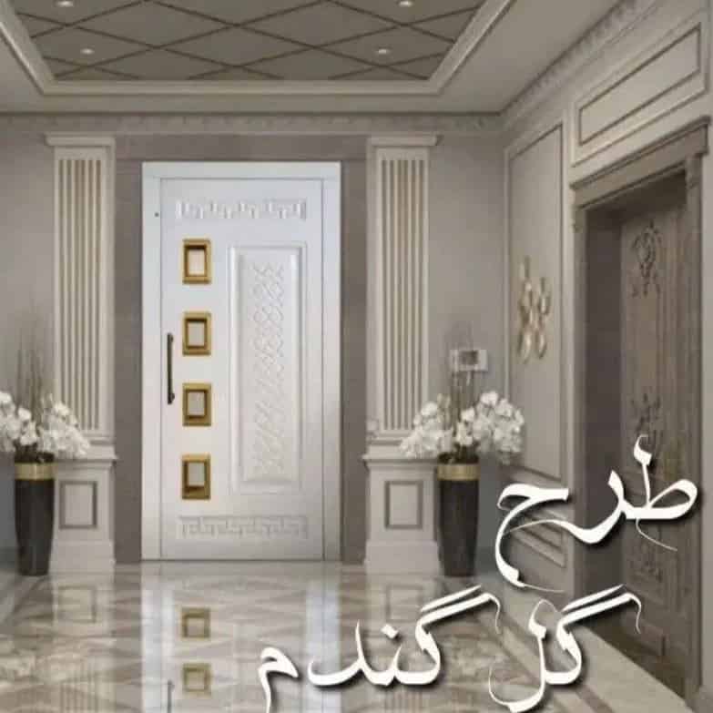 درب آسانسور لولایی طرح گل گندم